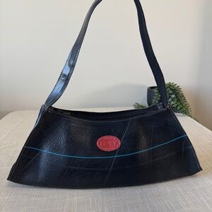 Black Rubber Recycled Handbag Handmade Purse Shoulder Bag